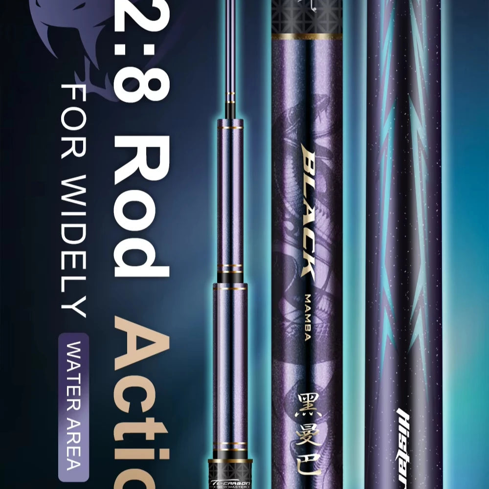 HISTAR Black Mamba Fishing Rod High Carbon Pole Super Hard Action Chameleon Coat Standard Heavy Version Lake Stream 3.6M to 9.0M
