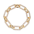Fashion Fine Copper Hip Hop Link Chain Designer  18k Gold Plated Bling Full CZ Zircon  for Women