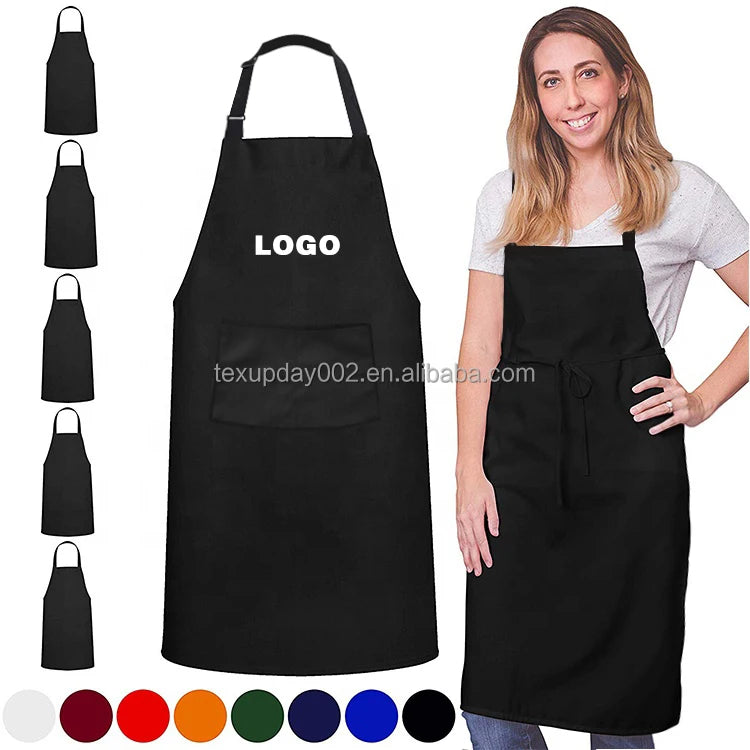 Adult Women Kids Custom Logo Print Sublimation Blank Black Cotton Canvas Polyester Waterproof Cleaning BBQ Kitchen Chef Apron MegaBDM
