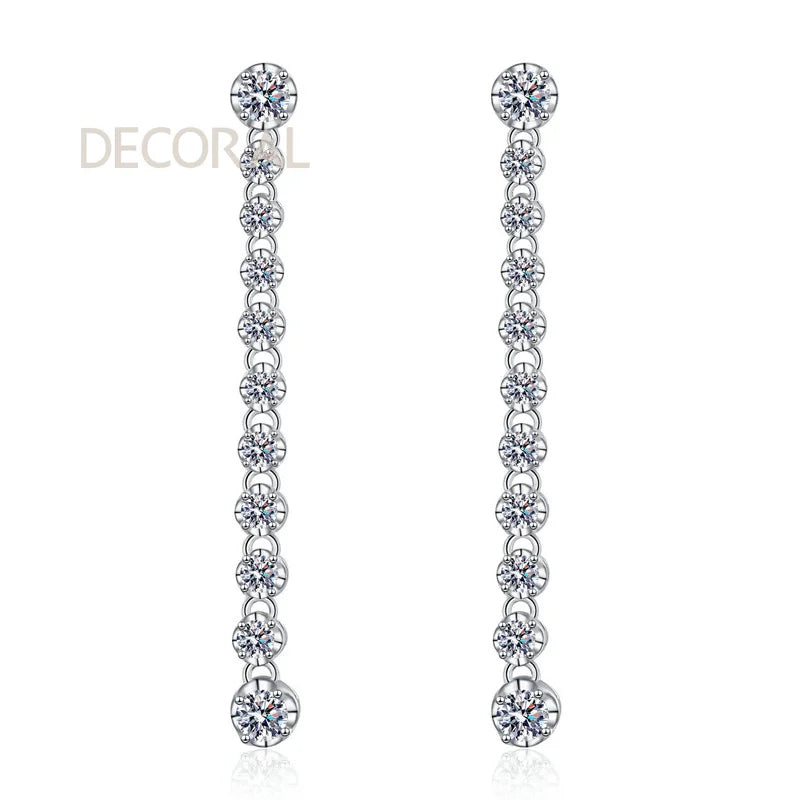 D Color Minimalist Tassel Tennis Design Earrings Diamond Moissanite Fine Jewelry 925 Sterling Silver Earrings Studs