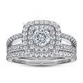 Custom Made Luxury 925 Sterling Silver Zircon Couple Ring Set Engagement Wedding Jewelry Manufacturers Wholesale Supplier