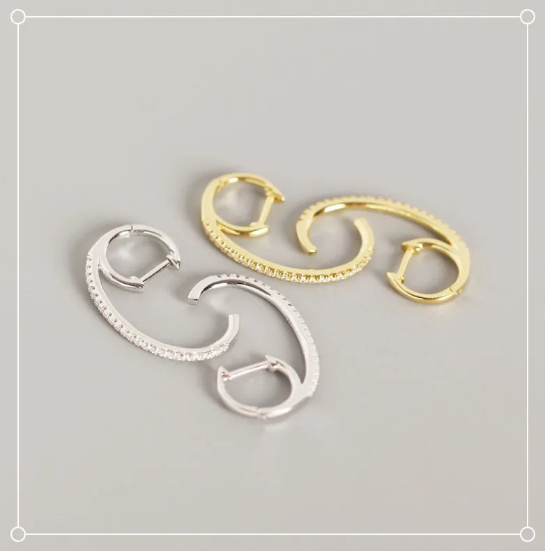 Newest Fashion Design Simple ZIRCON Hoop Earrings Jewelry Fashion Clip on Earrings Hot Sale Earring Women Girl Jewelry Gift