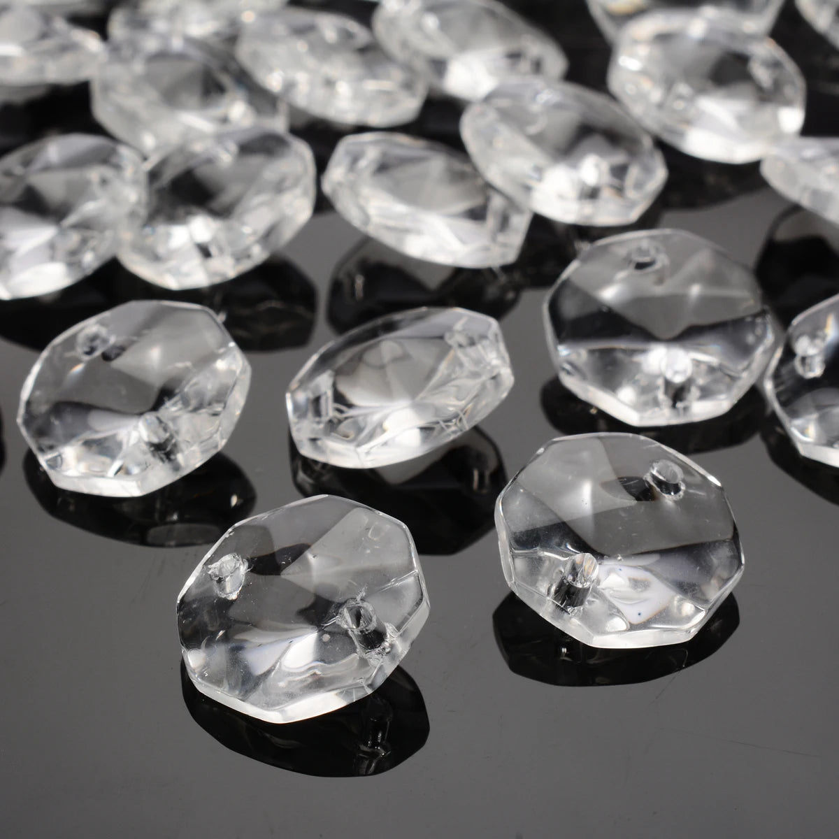 Wholesale Octagon Crystal Parts 14mm Transparent Hanging Glass Beads DIY Polished Modern Chandelier Accessories