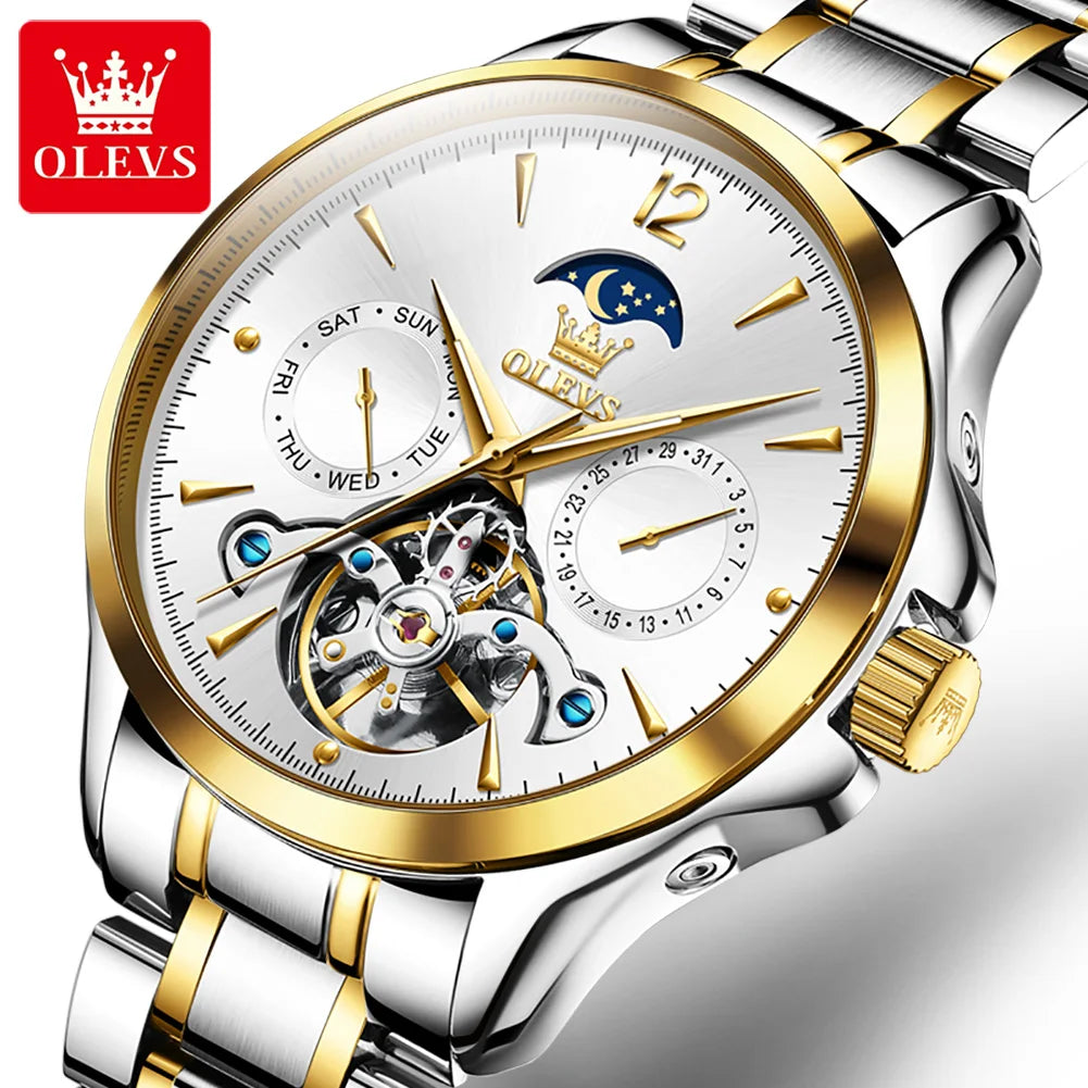OLEVS 6663  OEM Custom Design Odm Luxury Relojes Tourbillon Watches Automatic Movement Mechanical Luxury Watch Mens Wrist Watch