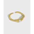 925 Silver Open Ring with Irregular Zircon Vintage Engagement Cluster Design Resizable Gold Plated for Wedding Earring Style