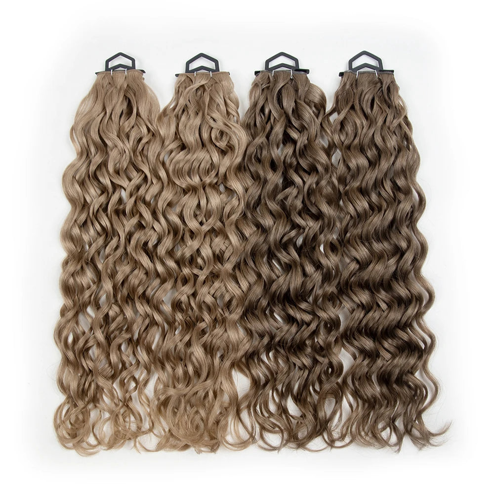 Yuanzhen 12A Grade Russian Raw Human Hair Double Drawn Raw Unprocessed Curly Thick Ends Seamless Genius Weft Hair Extension