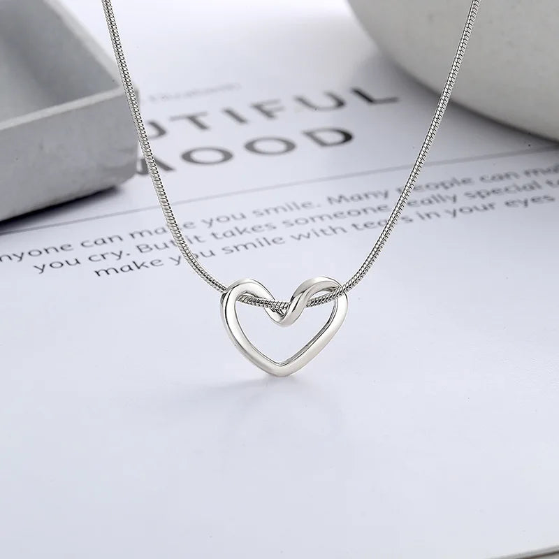 Korean Version Irregular Love Pendant Necklace Fashion Creative Versatile Hollow 925 Sterling Silver Necklace Jewelry for Women