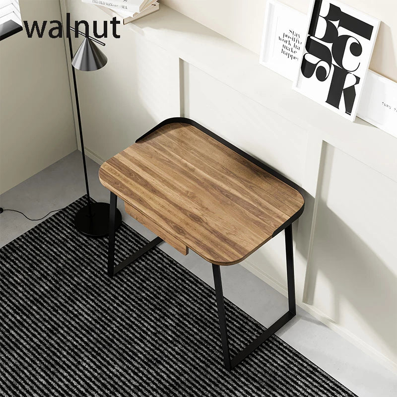 Modern Minimalist Walnut Office Desk Simple Home Computer and Student Bedroom Desk Suitable for Small Spaces for Homework