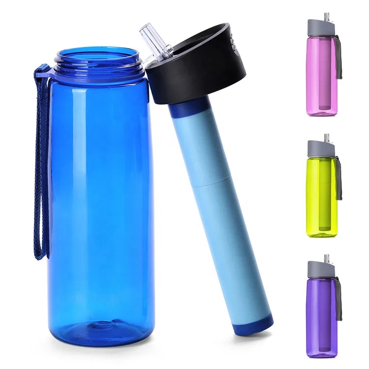Outdoor Sports Clean Water Bottle Plastic Straw Filter Cup