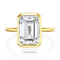 Luster Jewellery 10K 14K 18k Gold Emerald Cut Diamond Moissanite Wedding Rings Jewelry Women 925 Sterling Silver