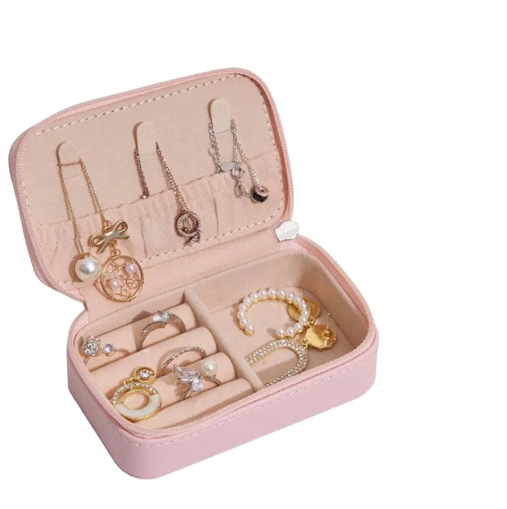 Portable PU Leather Travel Jewelry Storage Box Creative Square Large Organizer Recycled Materials Custom Logo Option for Women