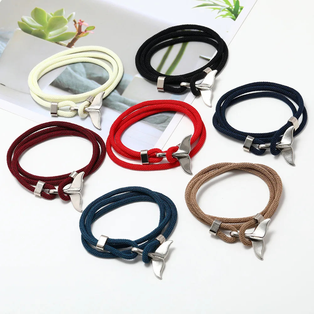 Fashion Wrap Milan Rope Cord Charm Mermaid Tail Bracelet Jewelry for Women Men