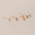 Fashion Simple Jewelry Gift Natural Freshwater Pearl Perforated Stud Earrings for 925 Sterling Silver Women's Accessories