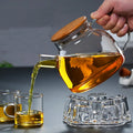 Wholesale Hot Sell 1100ml Borosilicate Heat-Resistant Glass Water Jug Pitcher with Bamboo Lid and Handle Eco-Friendly