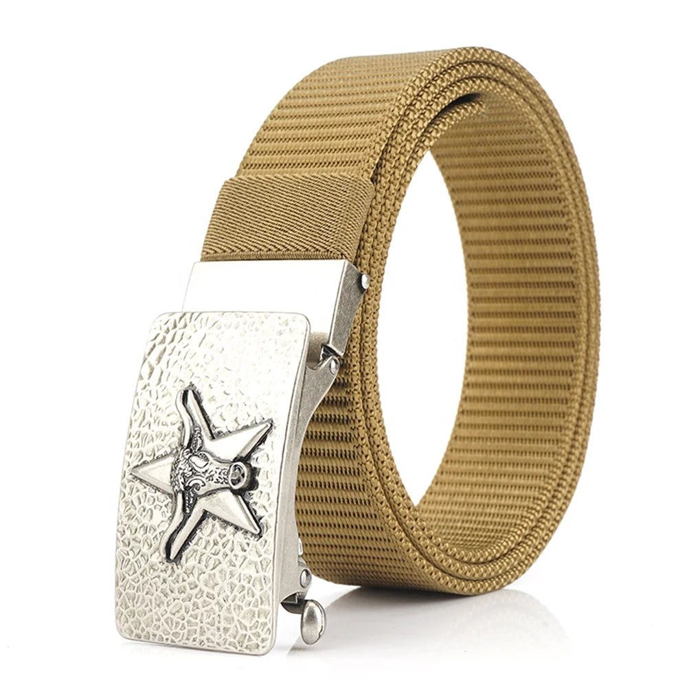 TUSHI Customizable Outdoor Sports Pants Strap Quick Release Zinc Alloy Automatic Buckle Nylon Fabric Belts Wholesale