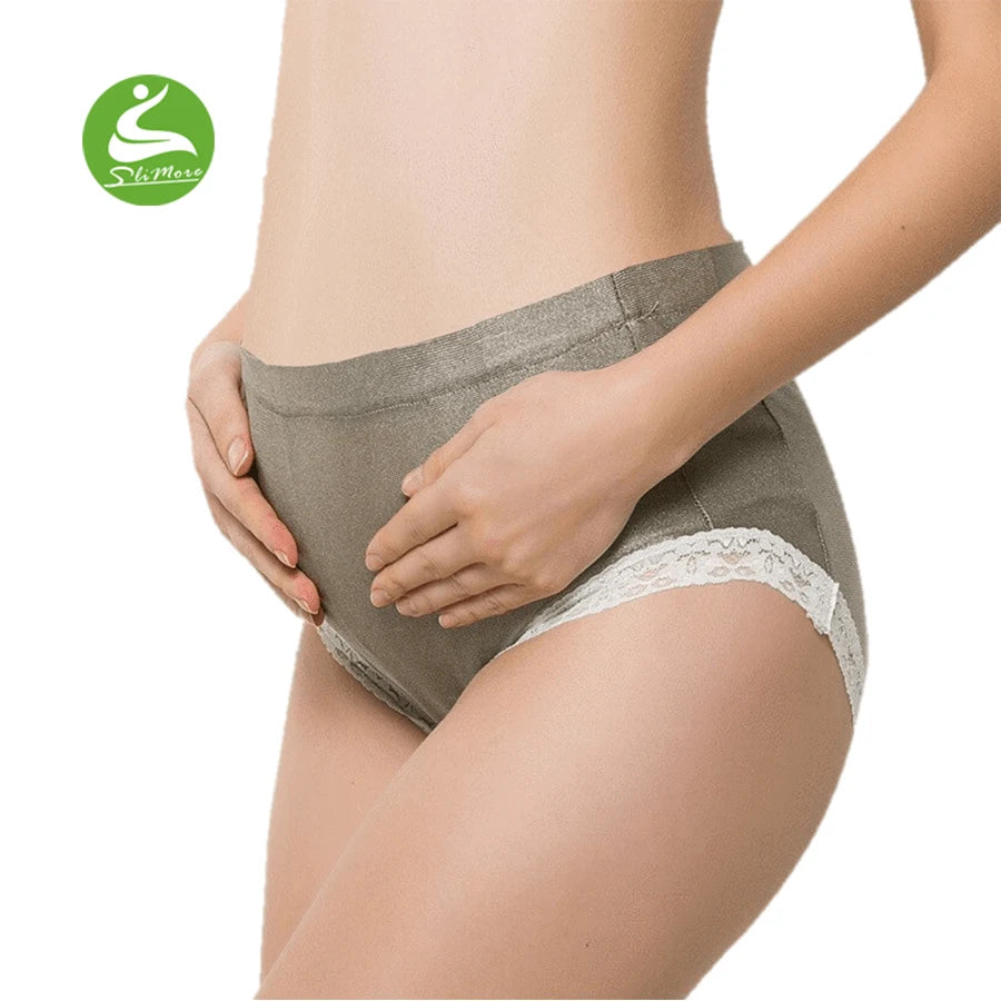 Maternity Underwear Low-Rise Print Woven Breathable Seamless Anti EMF Radiation Pro-Silver Fiber Briefs