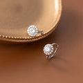 Sweet Elegant Round Shape Cubic Zircon 925 Silver Clip Earrings for Women Ear Jewelry