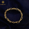 Non Tarnish Hip Hop Pulsera De Hombre Acero Inoxidable Gold Plated Stainless Steel Link Chain Bracelet