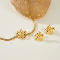 2024 Dazan New Winter Ins 18k Gold Plated Stainless Steel Vintage Sunflower Polished Cross Necklace Earrings Set Skirt Jewelry