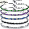Multicolour Tennis Bracelet Fashion Adjustable Size Stacking Shinny Stainless Steel 18k Gold Anti Tarnish Bracelet for Women