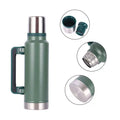 1000ml Classic Vacuum Insulated Wide Mouth Travel Green Bottle 18/8 Stainless Steel Thermos Flask Cup Keep Hot Cold