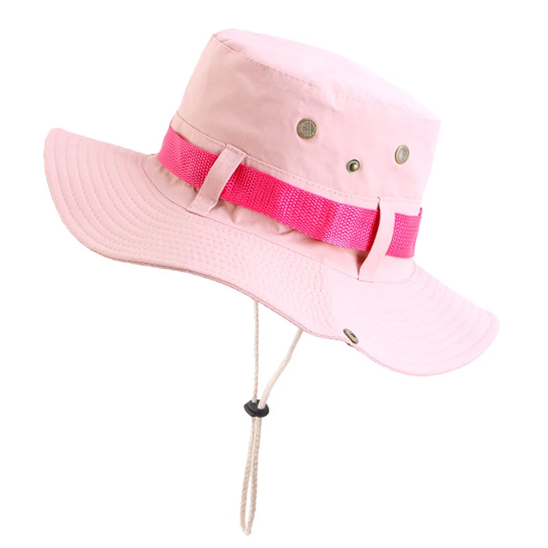 Wholesale Custom Logo Outdoor Climbing Hiking Bucket Hat With Strings Protective Sun Hat Gardening Sun Protection for Women Men