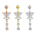 Wholesale Stainless Steel Belly Button Rings 3 Color 14g 10mm Dangle Navel Piercing Bar Heart Shape for Women Girls
