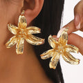 KAIMEI 2025 New Arrival Fashion Jewelry Irregular Folded Geometric Alloy Earrings Big Hook Flower Plant Alloy Daily Earrings