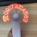 Wholesale Custom logo LED Blade Text Electronic Fan for Summer Wedding Favors Promotional Souvenir Gifts Rechargeable Battery