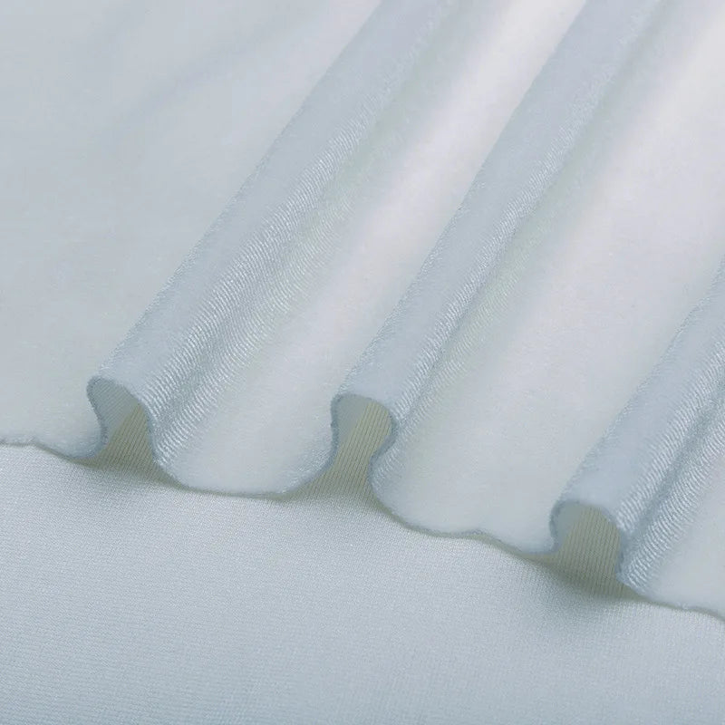 Top Selling 280gsm White Stretch Velvet Fabric Warp Knitted 100% Polyester Anti-Static for Girls' Garments and Curtains