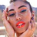 2024 New Diamond-encrusted Eyeglasses Fashion Half-rim Street Shooting V-shaped Decorative Frames
