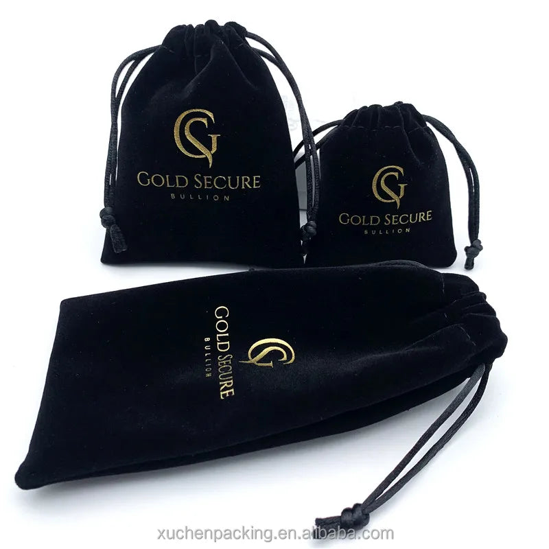 Hot-selling Black Velvet Gift Bags for Jewelry Earring Custom Logo Printed Small Jewelry Bags