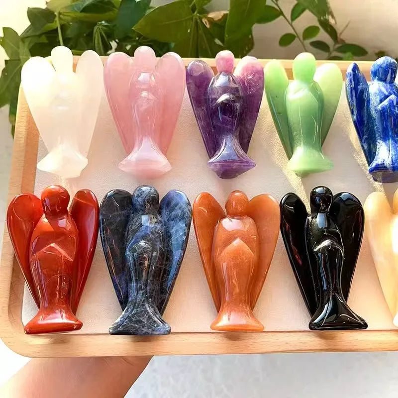 Wholesale Angel Crystal Carved Natural Healing Amethyst Angel Carving Quartz Stone Crystal Angel Figurines