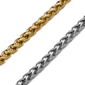 3mm Round Wheat Foxtails Chopin Necklace Stainless Steel Jewelry Men Women Daily IP Gold Plating Jewelry Accessories Wholesale
