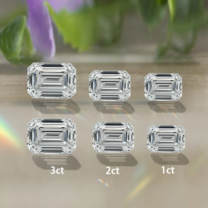 Starsgem 1ct-3ct HPHT CVD Grown Emerald Cut D E VVS IGI  Lab Grown Diamonds Excellent Step Cut Lad Grown