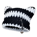 6 Colors Stripe Beanie Caps Crochet Winter Bucket Hats with Ears Bucket Cat Ear Knit Hat Autumn Winter Warm Crochet Beanie Cap