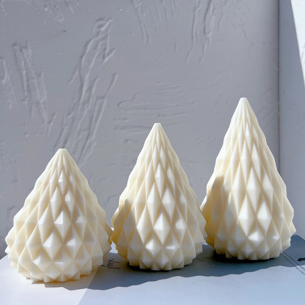 3 Sizes Diamond Cone Candle Mold Geometric Taper Silicone Mould Abstract Decorative Soy Wax Mold
