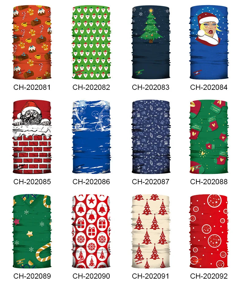 Factory Directly Sale Custom Print Christmas Face Mask Seamless SUFF Neck Gaiter Outdoor Party Soft Polyester Silk Sports