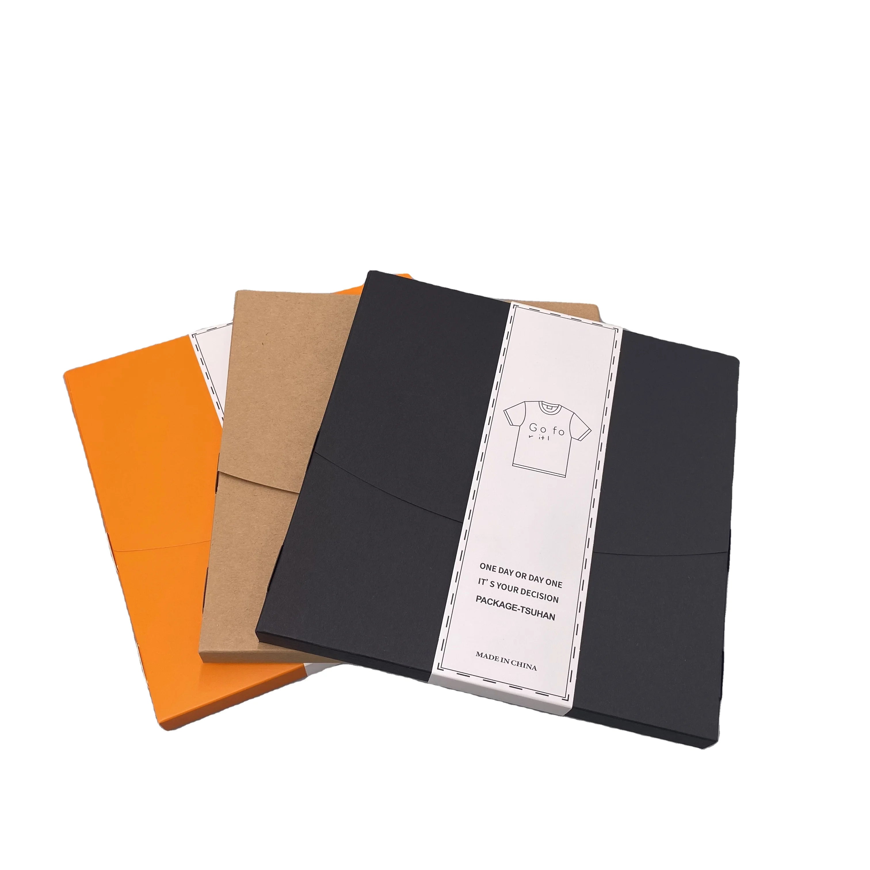 Wholesale Black Box Printed Recyclable  Kraft Paper T-Shirt Boxes Clothing Kraft Paper Boxes with Custom LOGO for Packaging