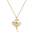 2021 Ballerina Necklace Pretty Girl Dancing Ballet Necklace With Zircon Necklaces Stainless Steel Gold