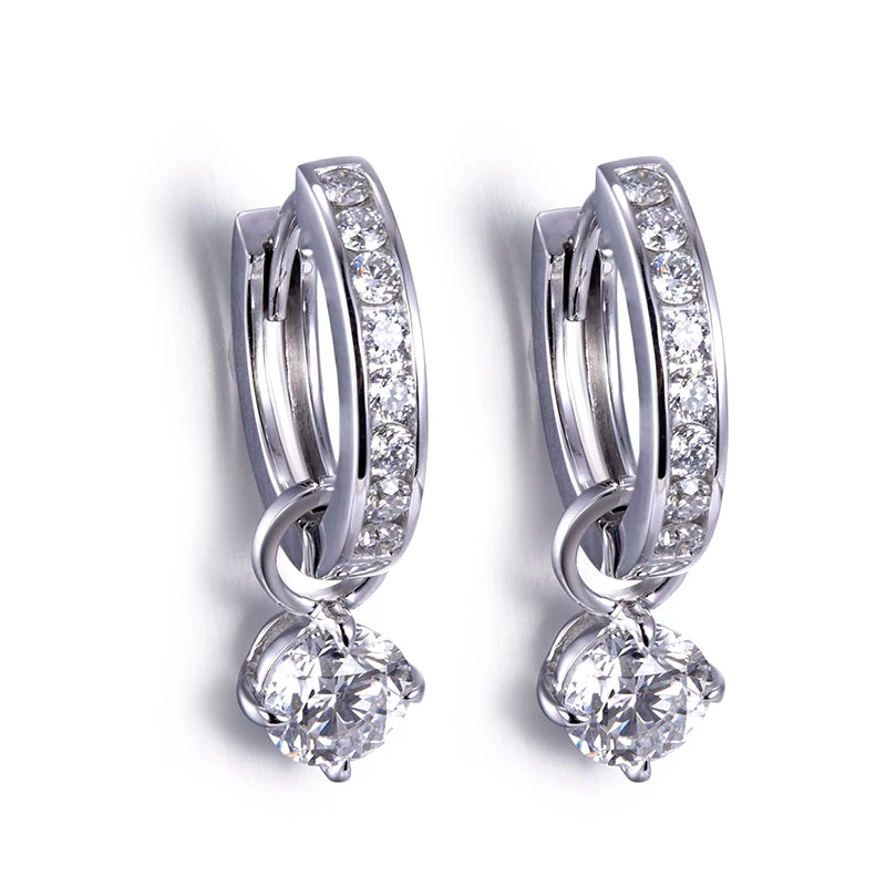 Messi Jewelry MSE-518 0.5ct Round Cut CVD HPHT Lab Grown Diamond  Woman 14k White Gold Earring
