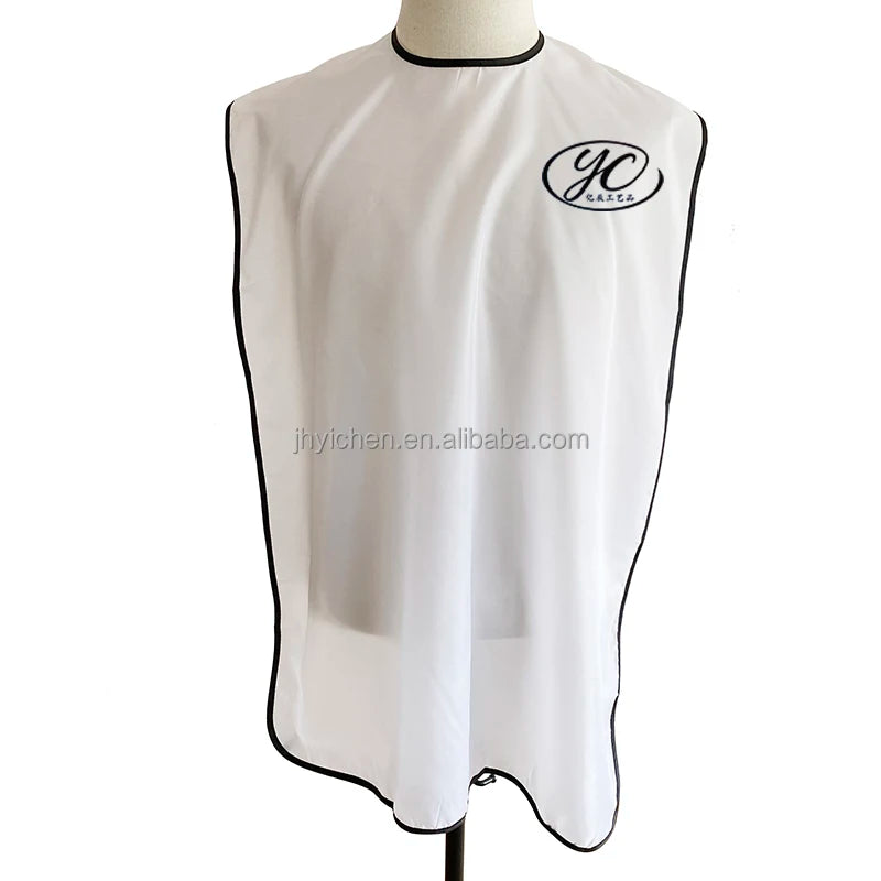 Custom Logo White Nylon Beard Cape for Men Washable Salon Hair Apron with Logo for Shop