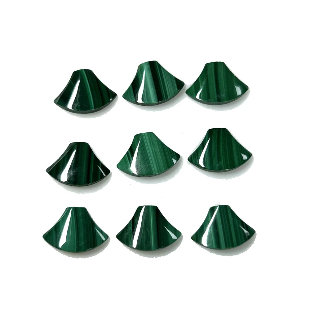 Natural Fan Shape Flat Bottom Green Malachite VC Jewelry Loose Cabochon Gemstones