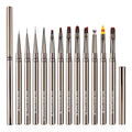 Luxury Nail Art Brush Set Metal Handle Nail Art Liner Brush Dotting Tool Flat 3D Flower UV Gel Brush Set