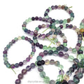 Wholesale Natural Polish Rainbow Fluorite Bracelets Colorful Crystal Jewelry 8mm 10mm Round Beads for Women and Gifts