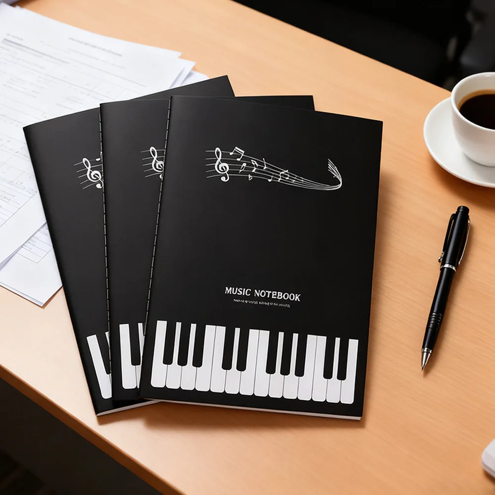 Professional A4 Music Staff Notebook 16K Hardcover Leather Five-Line Music Book Manuscript Paper for Piano Students & Composers