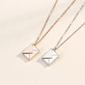 Romantic 925 Sterling Silver Envelope Necklace Customized Laser Engraved Logo Envelope Locket Necklace for Couple