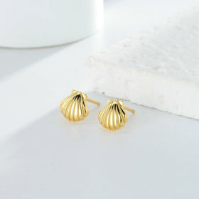 Small Ear Studs Cute 925 Sterling Silver Women Daily Wear Shell Shape Stud Earrings