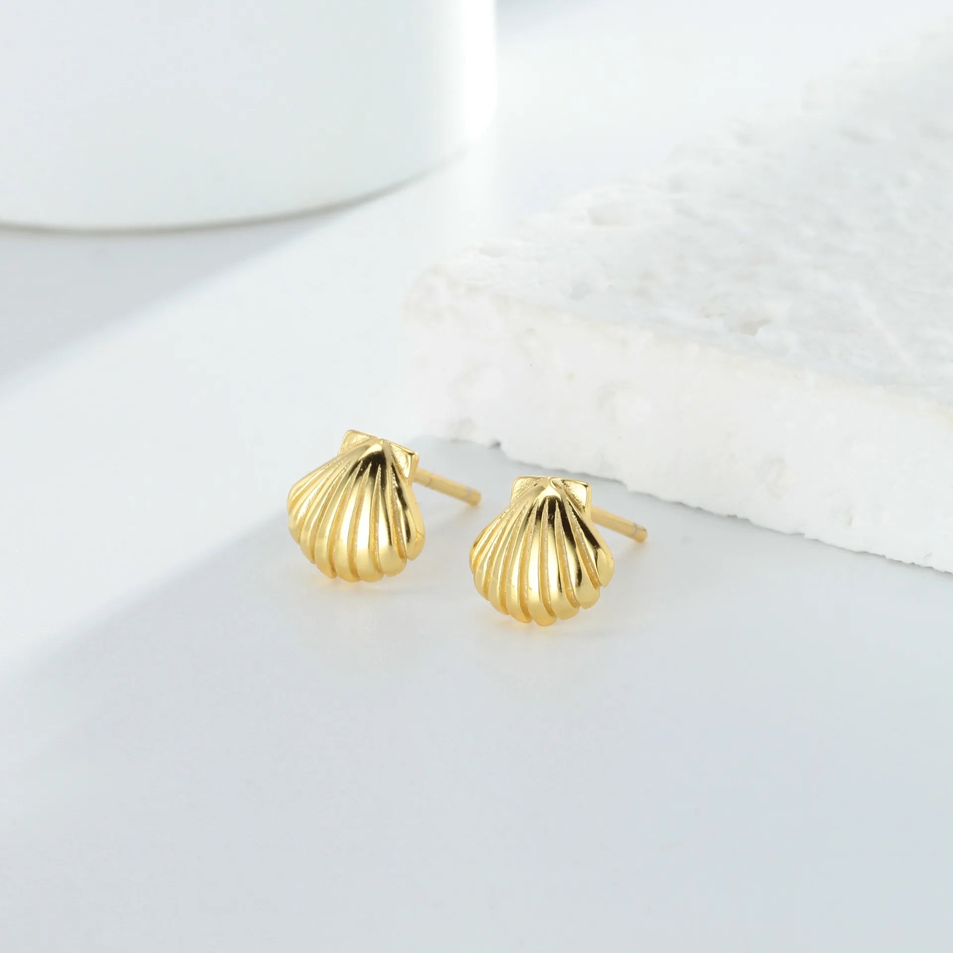 Small Ear Studs Cute 925 Sterling Silver Women Daily Wear Shell Shape Stud Earrings