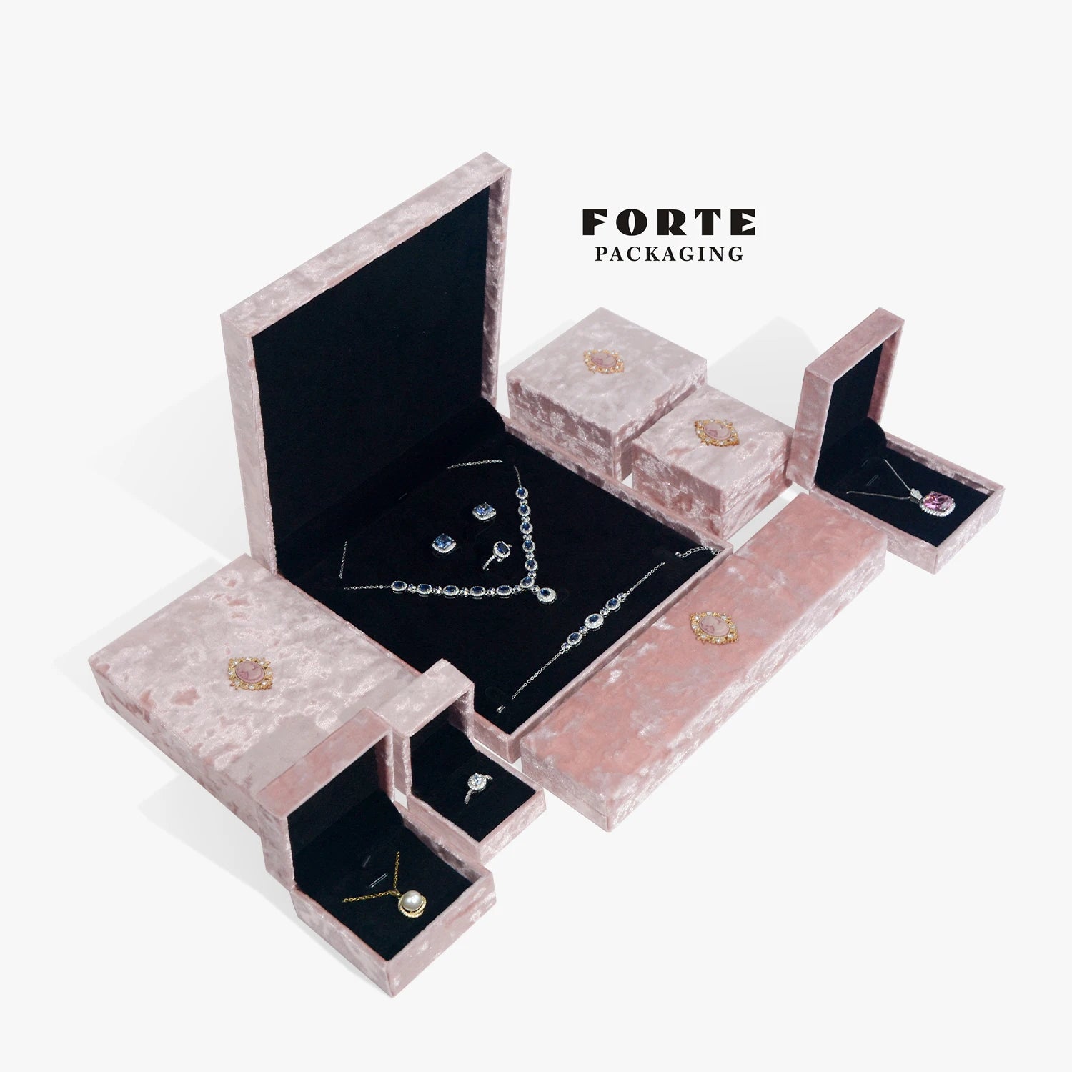FORTE Customizable Plush Velvet Desk Shape Jewelry Box Quality Guaranteed with Logo for Necklace Ring Other Accessories